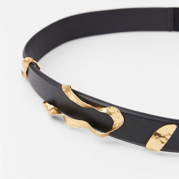 Zara METAL APPLIQUÉ BELT. Black. Size US 30. New with Tags. - Picture 4 of 5
